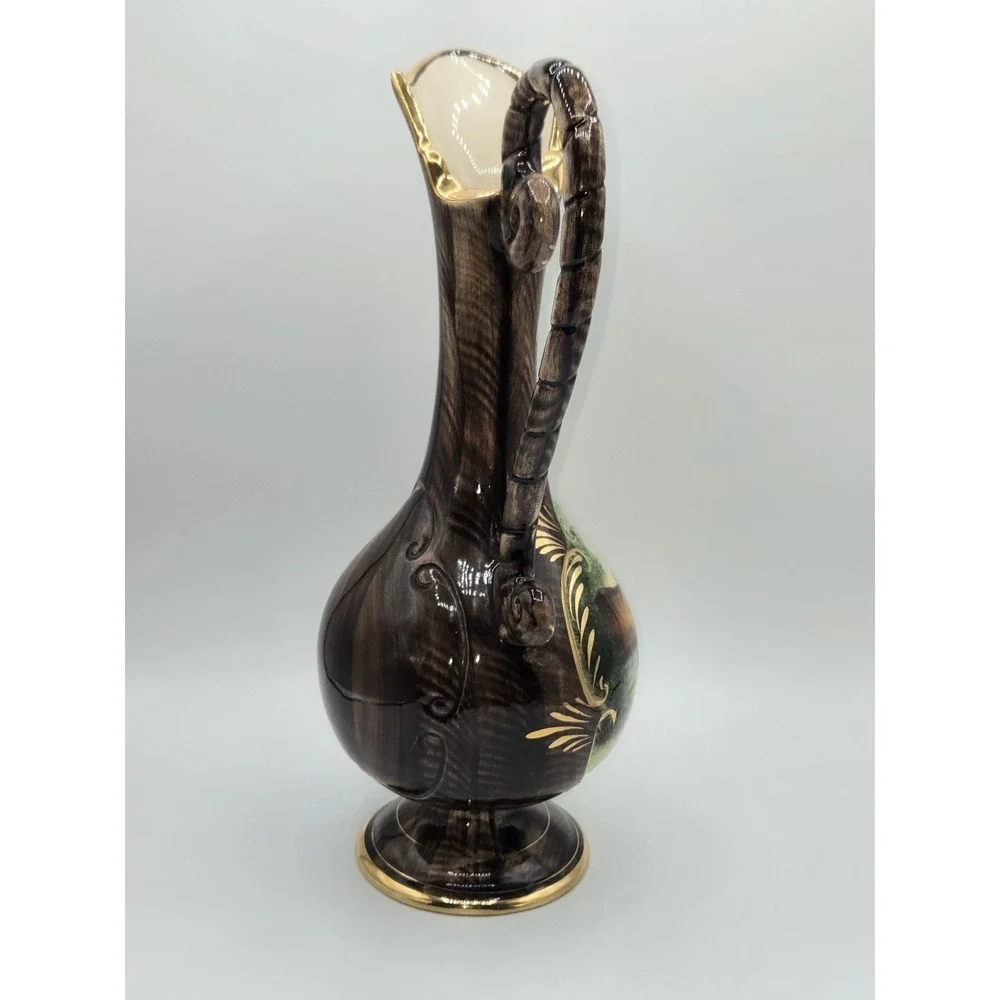 H. Bequet Quaregnon‎ Belgium Hand Painted Ewer Pitcher Scenic Landscape 13